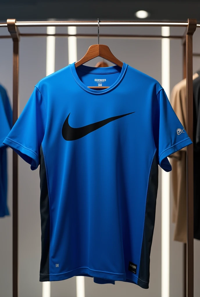 a woman in a blue blouse and leggings stands against a white background, camiseta azul apertada, sport Camiseta, camisa azul, roupas esportivas, Camiseta, camiseta, camisa nike, graphic t-shirts, Manga curta, Roupas casuais modernas, imagens no site de vendas, roupas esportivas, azul - imprimir, tee shirt graphic, roupas estampadas, dark camisa azul