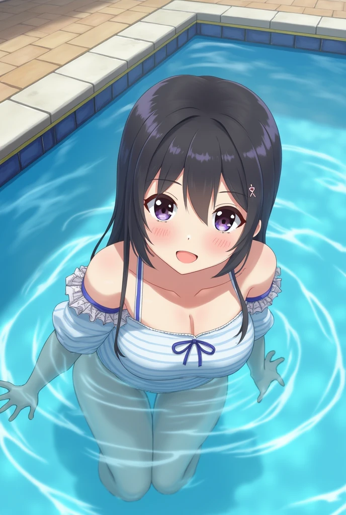 1girl, nsfw, furuderika, long hair, purple eyes, blue hair, blunt bangs,,　 , large breasts, nipple, Running, ,, Heavy snowfall area　frozen (Sweating profusely, Love juice, Wet Woman, female ejaculation) mountain Alone, , Naked, solo, 1girl,　amusement park ,, , Peeing, lactation, projectile lactation