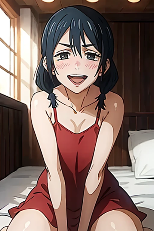 ((Best Quality)), ((masterpiece)), (be familiar with), Perfect Face, indoor, bedroom, Watching the audience,
One woman, Tennariko,
Open Mouth, Ecstatic expression, blush, smile,
Small breasts, Flat Chest, , , child, Girl,
Long Hair, Braids,
Leg spread,