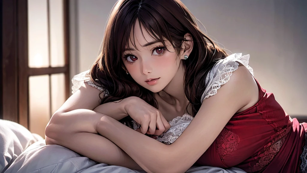 [V4-inpainting]an anime girl tatally naked in a red bed