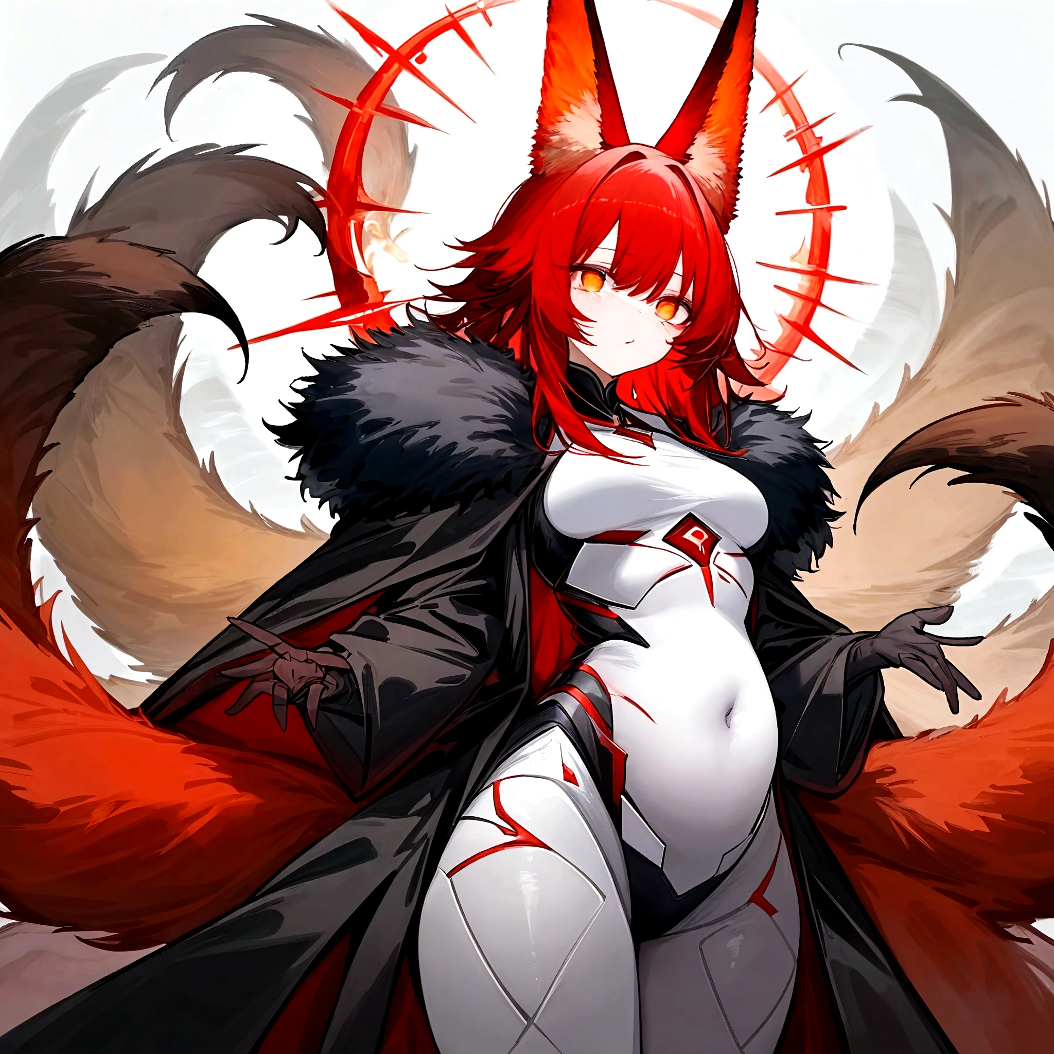 A tall female, ominous Hellhound, all black fur, long black hair, red hair highlights, Black slceras, red eyes, long black claws, sharp teeth, Crouching, in a forest at night, Pussy, NSFW, Black pussy, Breasts, black nipples