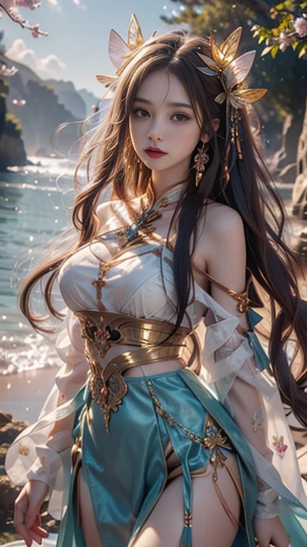 goddess of shooting&#39;arc14 ans，Ancient costumes with many phoenix designs，visage blanc et rose impeccable，Ornements sur la tête，cheveux jusqu&#39;aux noirs&#39;to the size，yeux marrons très beaux et nets，red labia minora，Colored lips，Enchanted smile，bijoux portés autour du cou，Anneau de mamelon d&#39;oreille，dents blanches et uniformes，pont de nez haut，gros seins ronds， jambes fines，chaussettes noires en maille fine，Portrait，the most realistic，la plus haute qualité，Meilleurs pixels，8k ultra，HIGH LEVEL OF DETAIL,8k resolution,ultra haute résolution,une jeune fille, Une jolie fille，short detailed hair，chignon，lipsticks，boucles d&#39;ears to pampilles，collier ras du cou，Yeux noirs clairs，Cheveux lisses,clavicule,traits du visage délicats et parfaits, les plus beaux grands yeux,long cils,The eyes are soft and there are silkworms lying，angle dynamique,Quality of&#39;extreme image,The highest accuracy,Accurate and perfect human anatomy，(((Robe professionnelle，Slim cheongsam Republic of China，Broderie or cramoisi)))，((assis))，Warm scene，ultra haute résolution，Cheveux noirs fluides de style antique chinois ultra-clairs avec un chignon délicat）Par frange，（cheveux longs et flottants，avec un chignon:1.3））, vêtements à poitrine ouverte en V royal, Wet body of fine silk fabric, Robe fine en dentelle de soie, (very huge ，clivage),, blanc rose, bleu ，best quality，chef-d&#39;ouvrages d&#39;art，ultra haute résolution，（realism：1.4），photo BRUTE，（Véritable texture de peau：1.3），（grain de film：1.3），（Angle de selfie），1 girl with giant ，Beautiful details of the eyes and face，chef-d&#39;ouvrages d&#39;art，La best quality au mieux，，The chest more exposed， detailed hair, Bon rose , 8K Detail, Haut du corps,，Delicate collarbones，beau maquillage，Caractéristiques du visage exquises et parfaites，，de grands yeux larmoyants，Ver à soie couché，long cils，The eyes are soft and have eye shadow，Taille fine，Ne montre pas tes