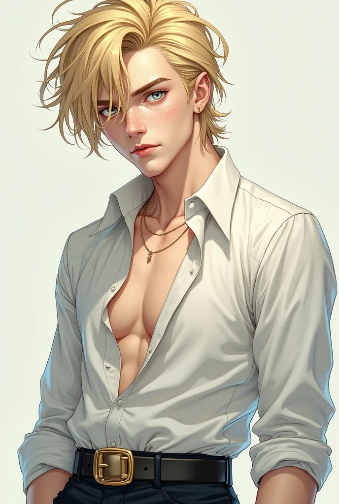 (best quality), 1boy, tanned skin, blonde hair, short hair, side bangs, beautiful hairstyle, blue eyes, perfect eyes, femboy, slender, handsome, attractive, fully clothed, skinny body, crossdresser, cute clothes, masterpiece, anatomically correct, highres