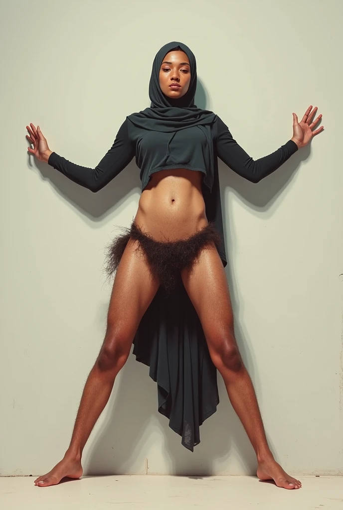 RAW photo,candid photograph, full body,photo of a beautiful,influencer,30yo Kurdish woman,black hijab, detailed skin, naked, looking at viewer, thick body structure,white background,no background, candid pose,blue light, film grain, kodak color, instagram LUT