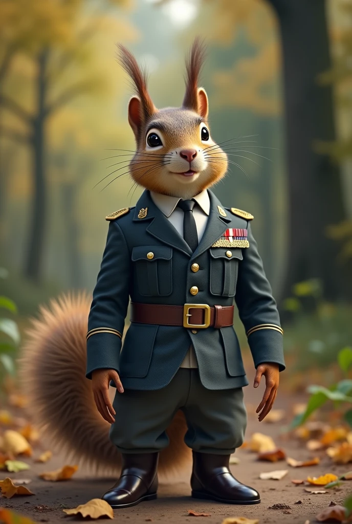 angry squirrel, uniform military, Muscle