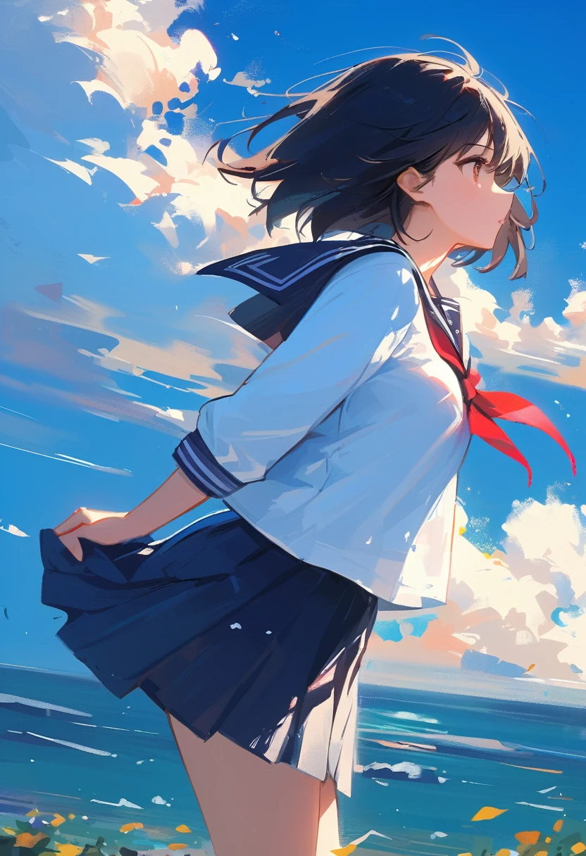 a sailor suit　Sexy Girl　huge tit　Panchira