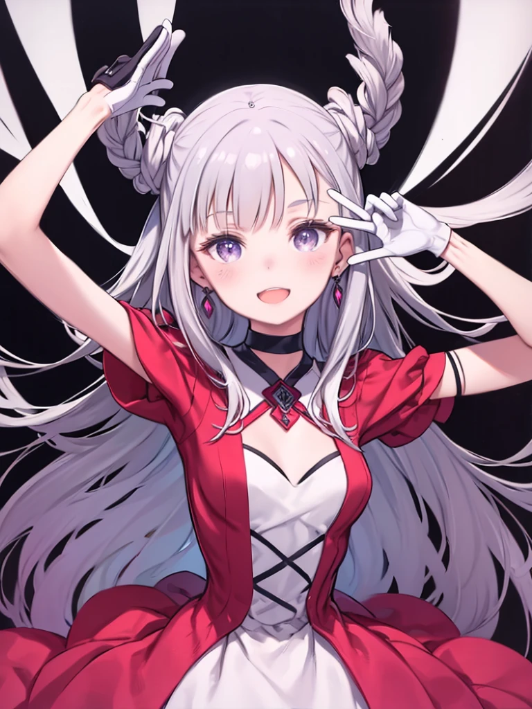((masterpiece))((Highest quality))Mouse Ears、girl、smile、blush、Flat Chest、Are thin、、low length、Gray Hair、blush、Are standing、Whole body image、Even your toes are visible、Eye level on face、front、No background、Mouse pose、真frontのアングル