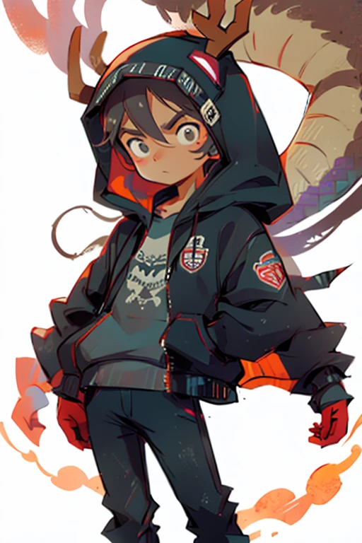 a brown guy with a black hood and letters "a" On the chest
