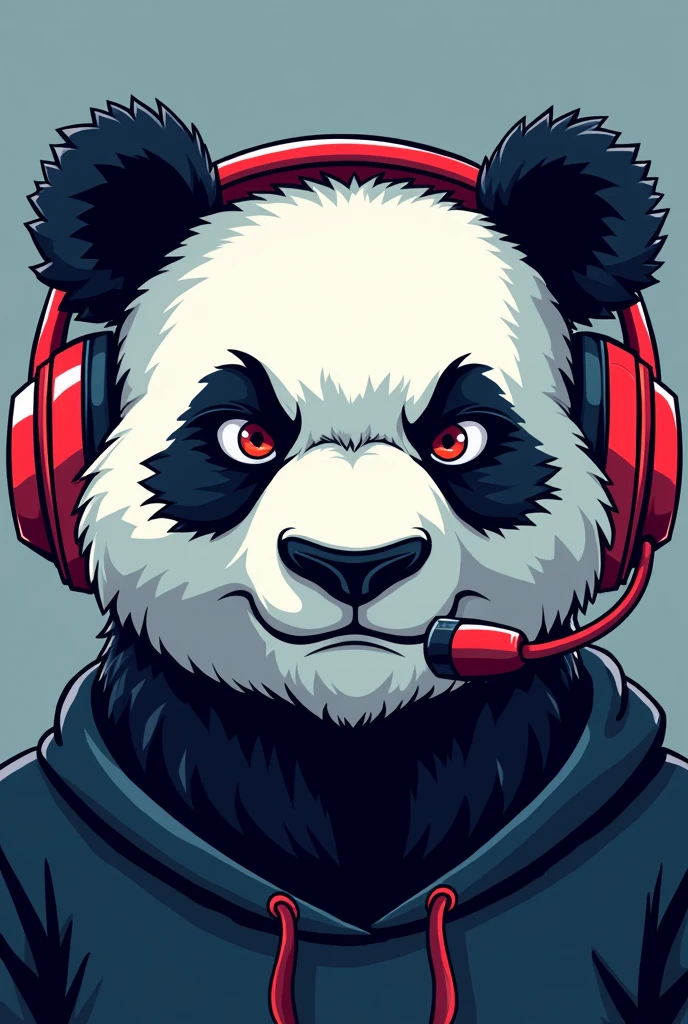 Angry panda gamer logo with weapon red design