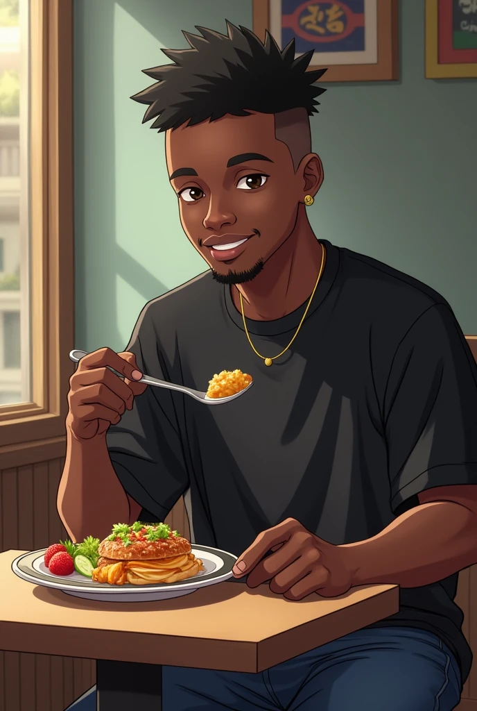 16 year old Miles Morales lies naked in his bed eating a double cheese burger and showing his abs,
