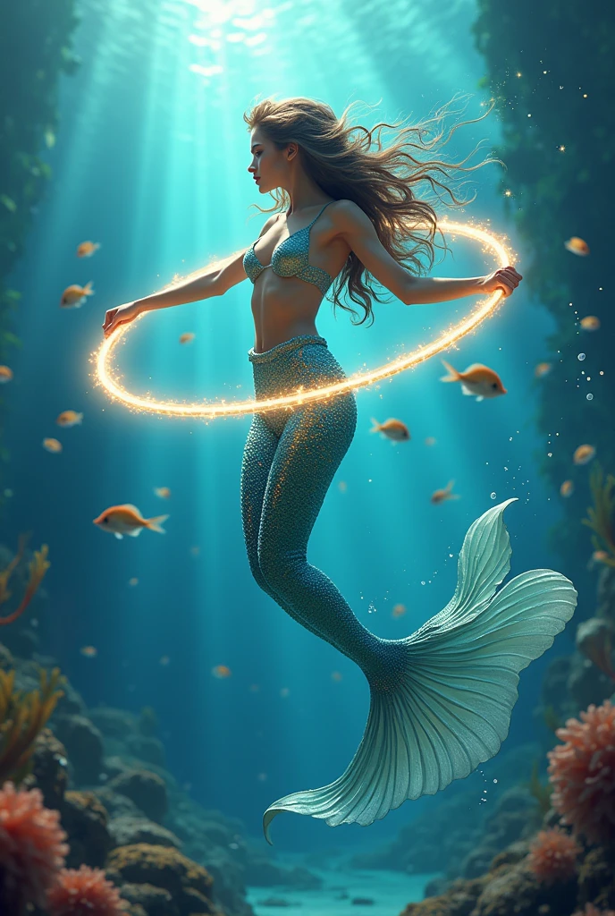 ultra beautiful jellyfish mermaid with a tail,neon_light, kodak_ektar, flamboyant, pastel_colors, curved_lines, elaborate_detail, rococo, art by j.c. leyendecker,
