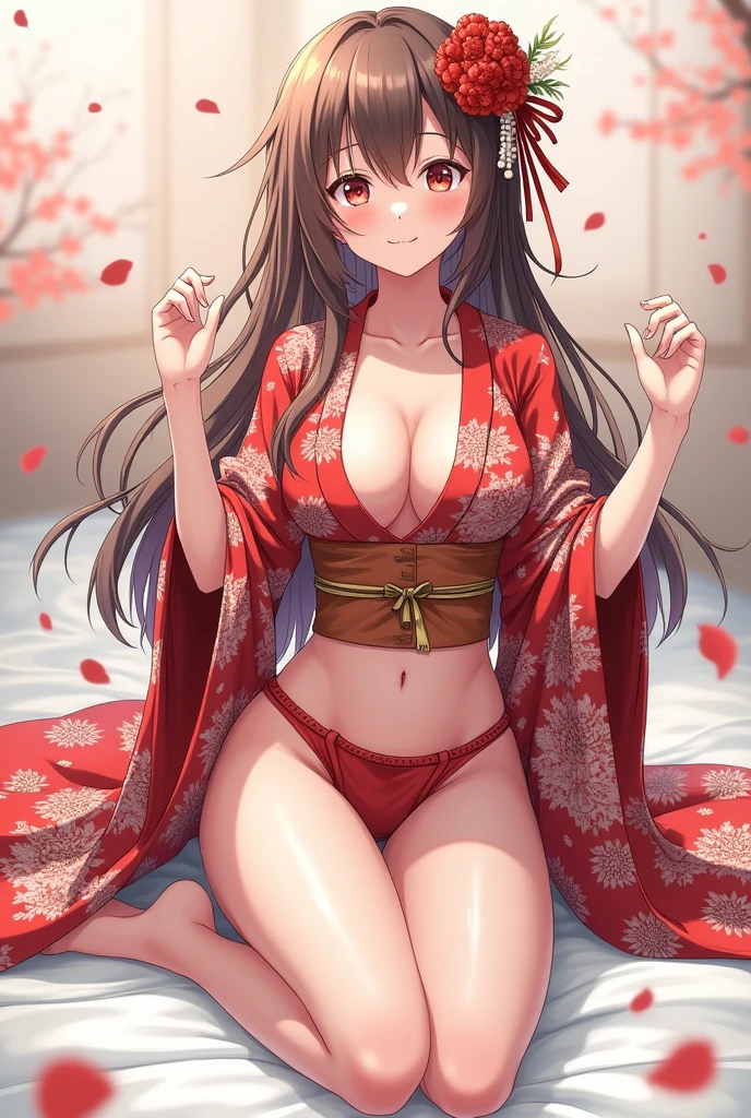 highest quality、very delicate and beautiful、japanese hair、fiery idol pose、NSFW,naked、nipples are visible、20&#39;s、 Are standing、laughter、facing the front、cherry blossoms in the background