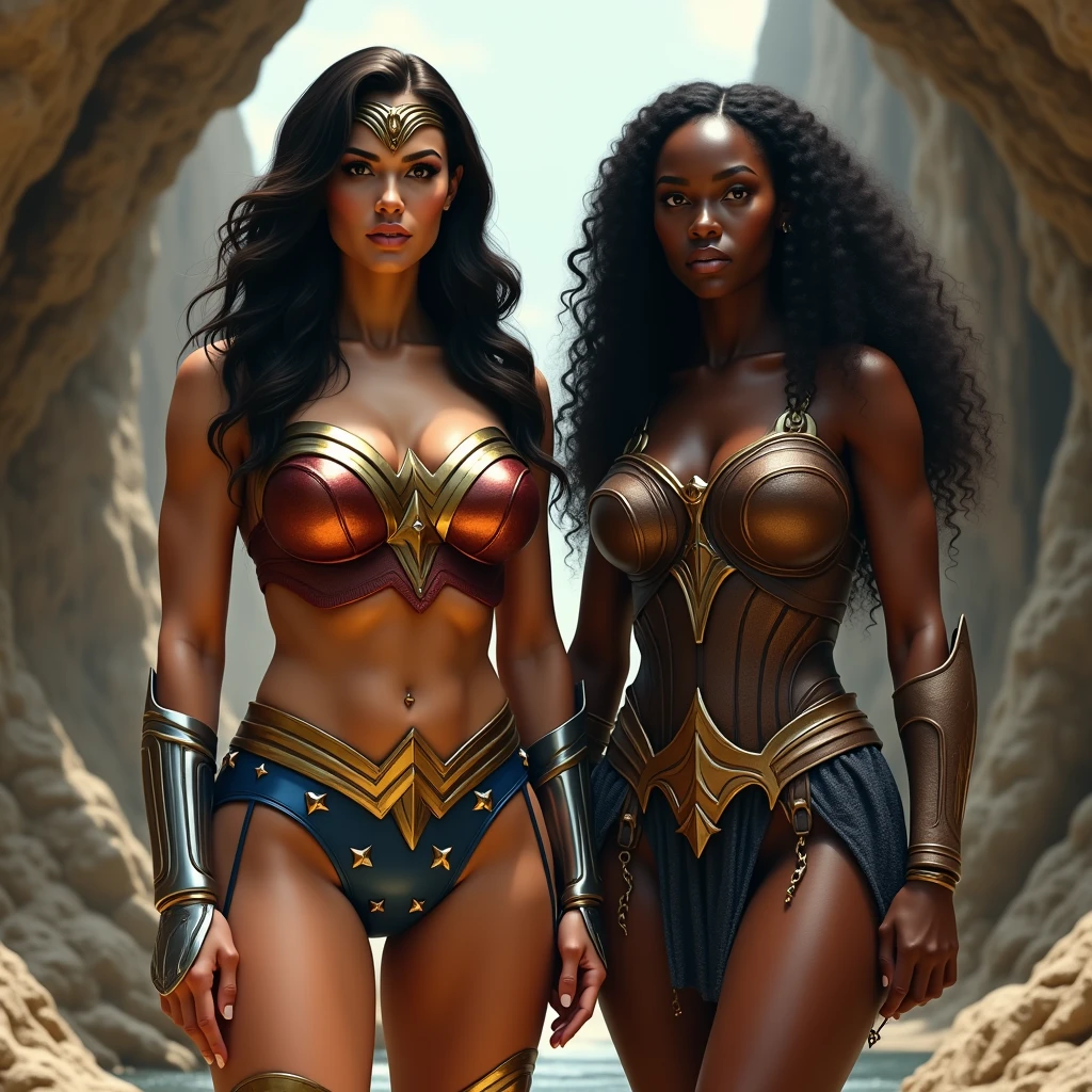 (Obra-prima Black woman beautiful , superheroine), (Ebony Pelé), (MILF BBW, 45 Anos), (seios grandes: 1,9), (clivagem profunda), retrato, (cabelos lisos), (roupa superheroina Supergirl sexy) , sensual, hot, sorridente, (Sagging Tits: 1,1) , decotes enormes. ((mesmo personagem, headpe,, side))