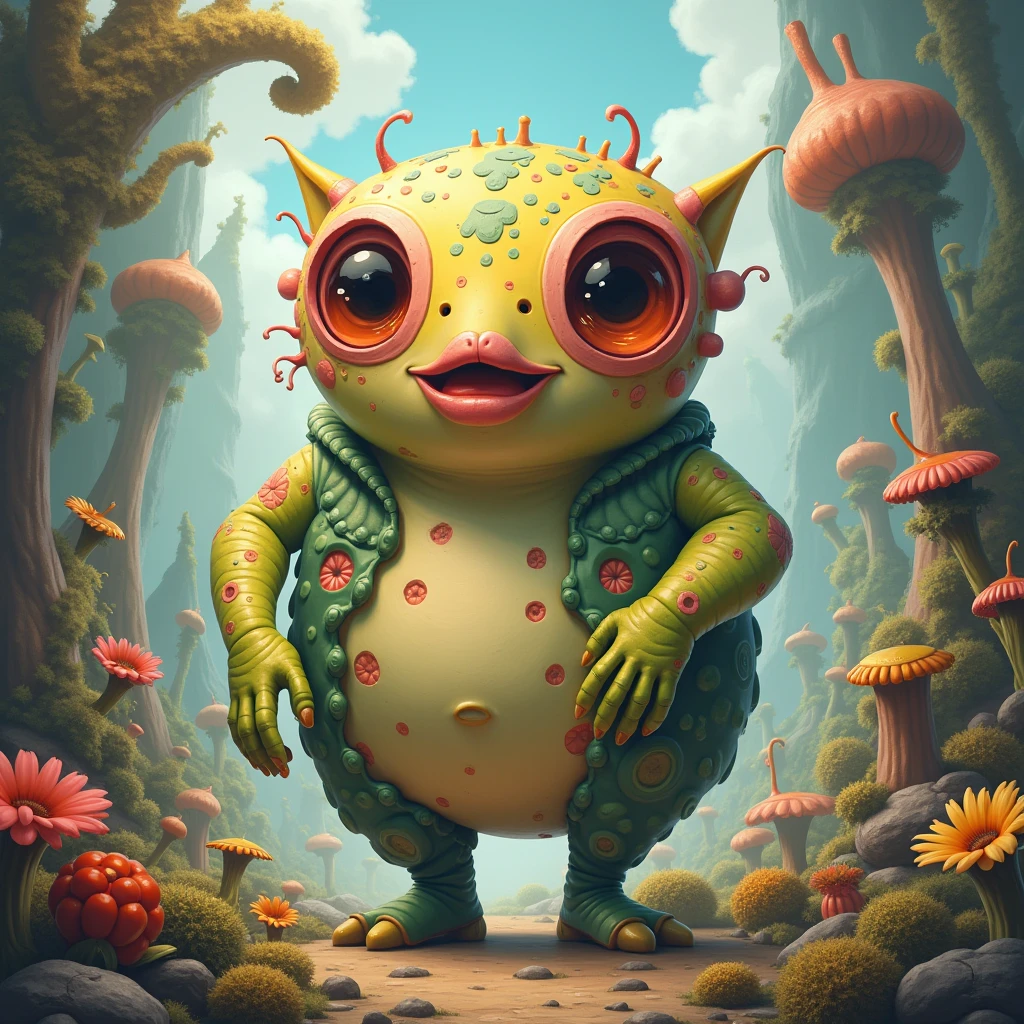 horrible creature, furry, with big teeth, picking flowers, close-up shot <lora:Plantas:0.8> <lora:BugattiAI:0.8> Cu73Cre4ture