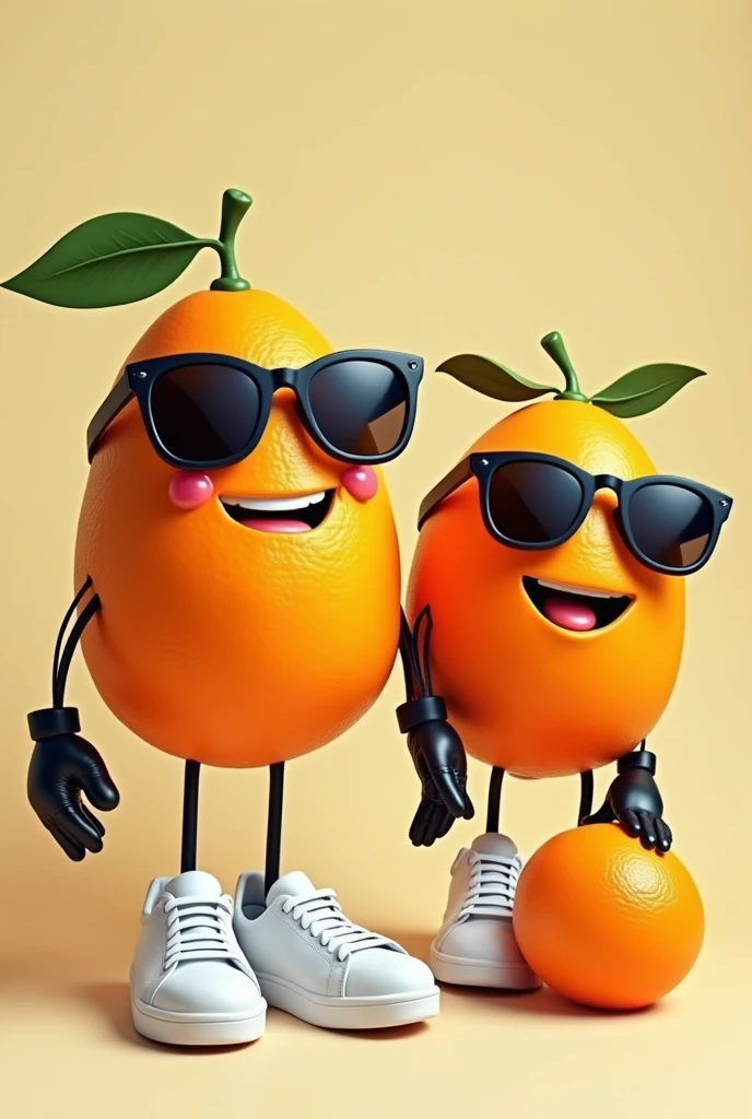 Create a 3D animated image of a pear dancing zamba next to a confused apple dancing hip hop.