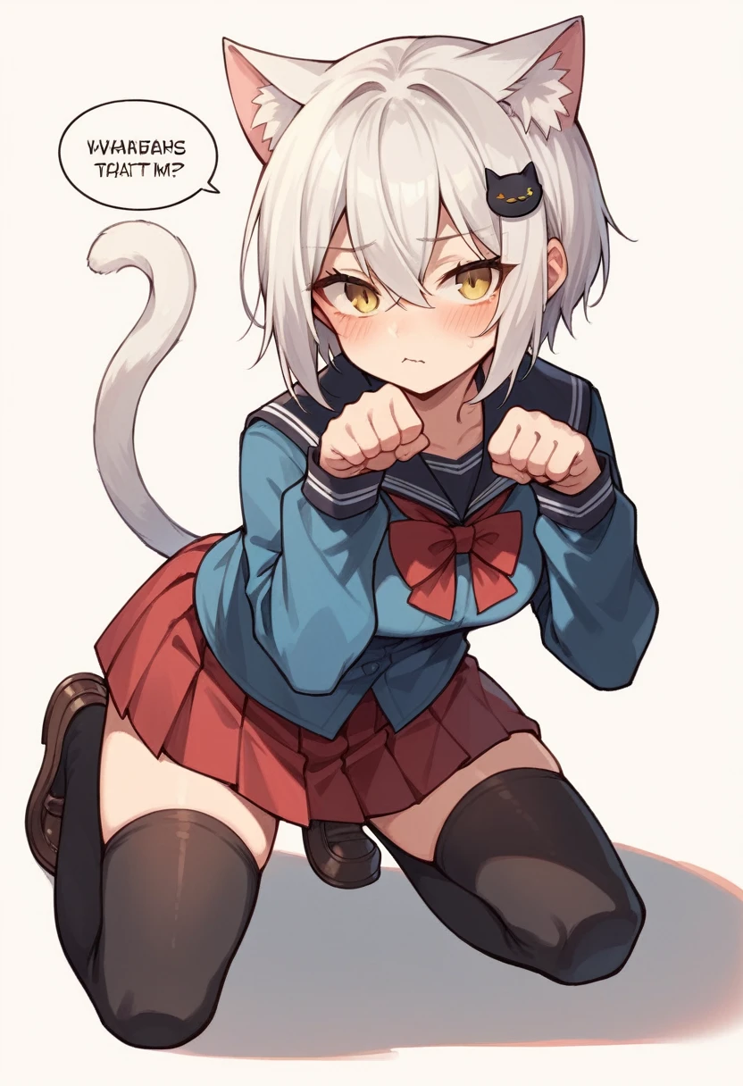 A male cat with light black fur with red colour eyes, naked where a blue jacket and underwear Japanese style with sex to classmates in the school