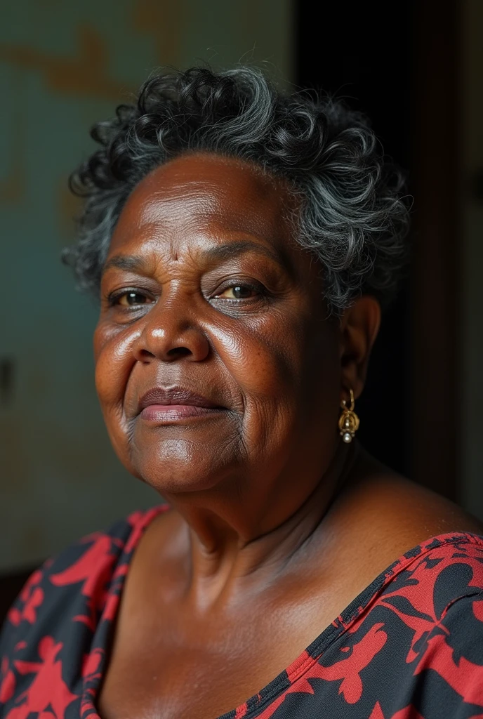 70 year old black African grandma with ((huge saggy tits and gross cleavage:1.2)) in an erotic massage parlor.