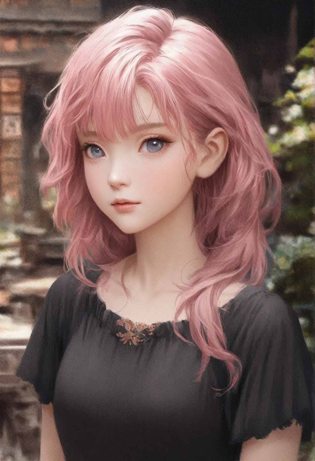 screenshot of a woman with pink hair and a black dress, made with anime painter studio, painted in anime painting studio, anime style portrait, detailed portrait of anime girl, anime style realism, realistic anime art style, realistic anime art style, semi-realistic anime style, cute anime portrait, Portrait of an anime girl, anime girl portrait, anime girl portrait