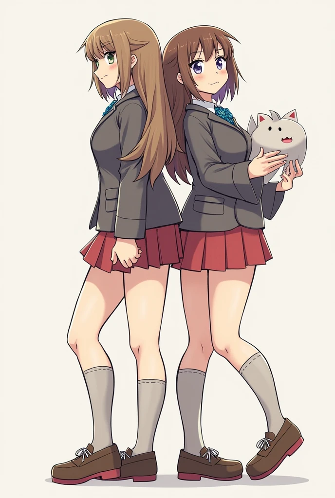 Anime drawing of a girl hugging another girl in a pink dress, Twin-tailed, yuruyuri, Ecchi anime style, Ecchi, by Naka Bokunen, Ecchi style, Happy!!!, colored sketch anime manga panel, hugging her knees, shintaro kago, Anime Girls, at pixiv, Two girls, nffsw