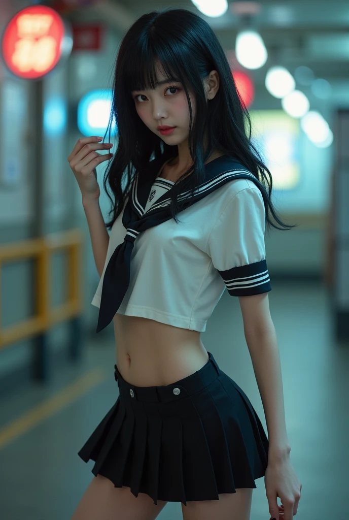 (masutepiece, Best Quality:1.2), 8K, Official art, Raw photo, Cute breasts、Cute navel、breasts looking、Pink panties、Full Bord Bill Four、14years、small tits、unbelievable Ridiculous, (Upper body、Sailor suit on top、Panties underneath:1.4), Beautiful Girl, Pretty Face, arching back down,、Gold hair ornament on hair、close up, Sailor Suit, Short sleeve, violaceaess, Teen, Looking at Viewer, Film grain, chromatic abberation, Sharp Focus, face lights, Dynamic lighting, Cinematic lighting, Eyes and faces with detailed, Bokeh background,