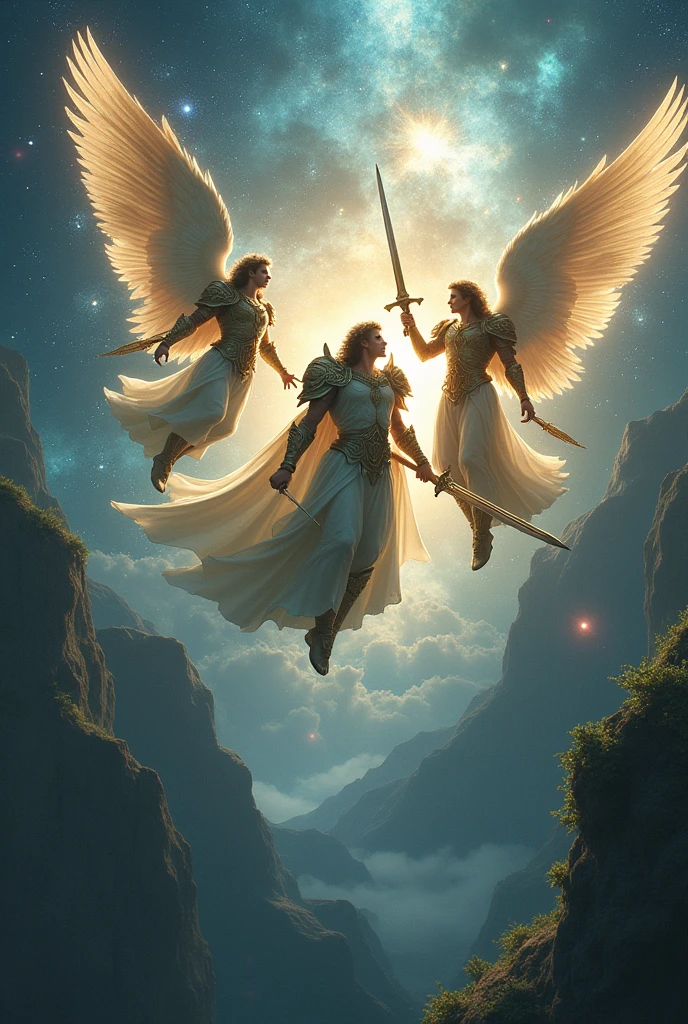 Angels fighting in the heavenly realms