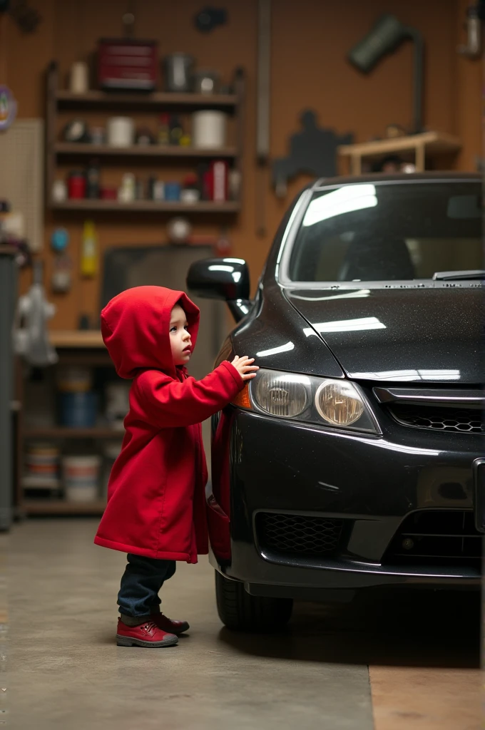 Blue-eyed princess next to a Porsche the driver is wearing a balaclava and a microphone 