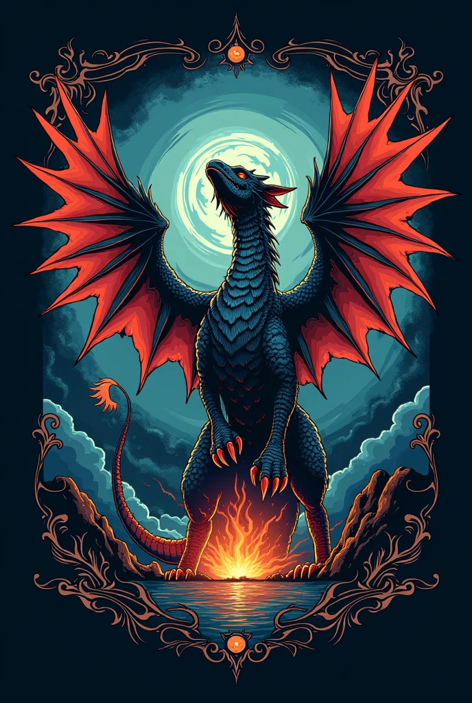 A stained glass dragon window, hyperrealistic, photo, atmospheric lights
