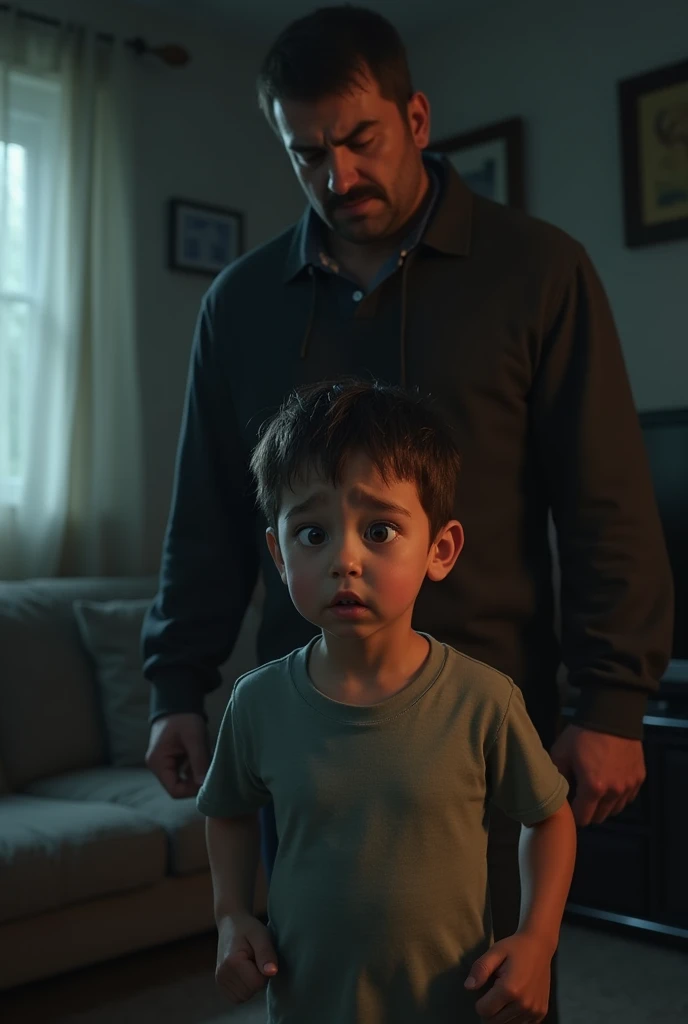Poor 4 year old boy ,with his drunk father throwing a cup on his forehead