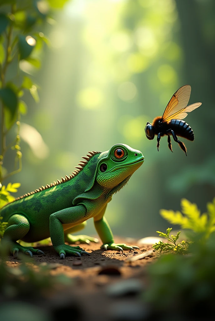 Lizard and moth fight scene ultra HD high resolution 4K 