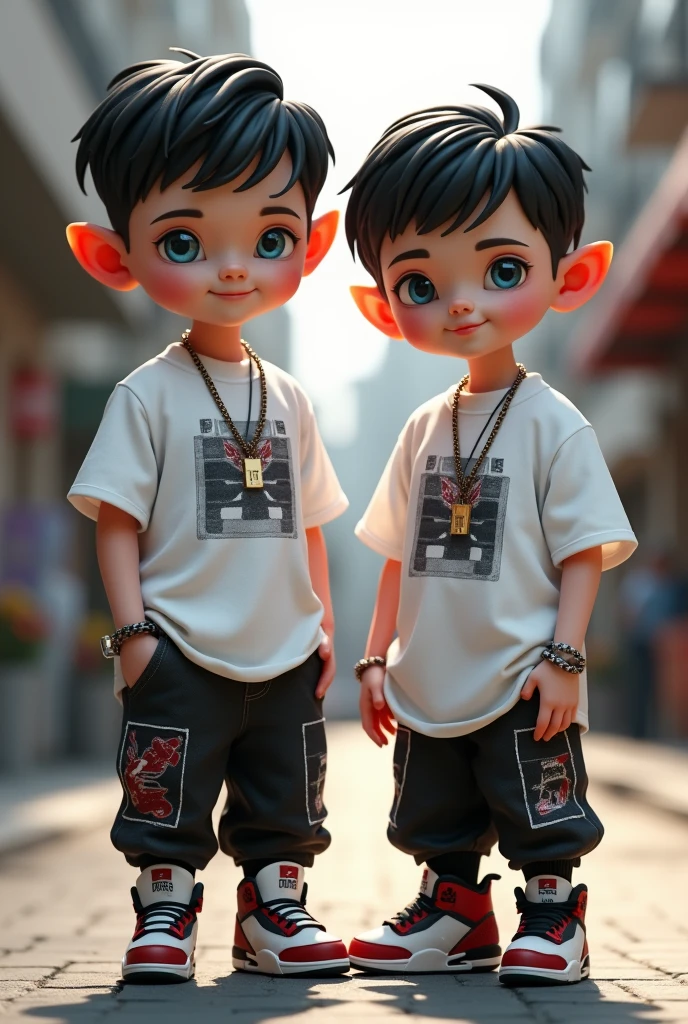 Cute  full body, 3d rendering, 8K, handsome, sunlight, shadow. Wear cute children's clothes, realistic, realistic,