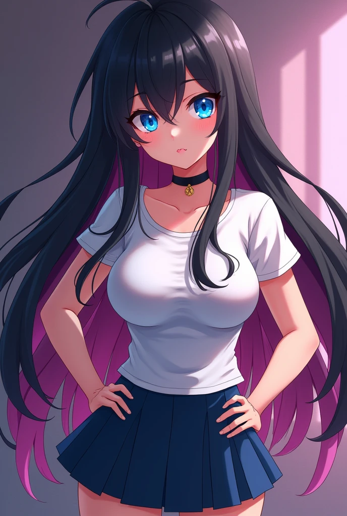a drawing of a girl sitting on the ground with her hands on her knees, with long dark hair, she has black hair, dark-hair, dark - hair, flat anime style shading, dark hair, girl with black hair, blackhair, anime girl with long hair, long dark hair, dark hairs, thick dark hair, her black hair is a long curly,Perfect eyes, detailed eyes,Nice eyes,lewd smile,mid breasts,perfect nipples, detailed nipples, Nice nipples