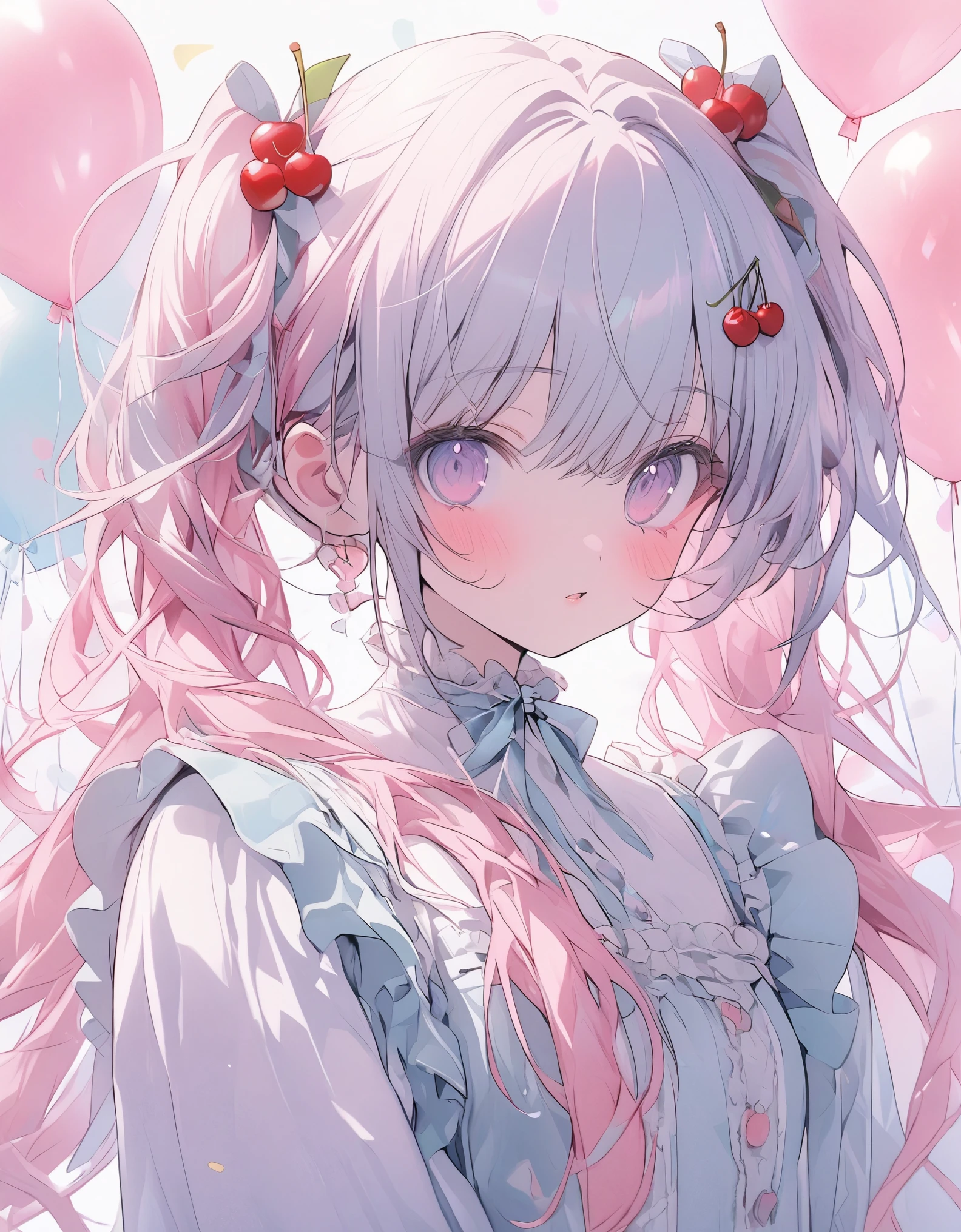 Anime girl with pink hair and cherry on her head - SeaArt AI
