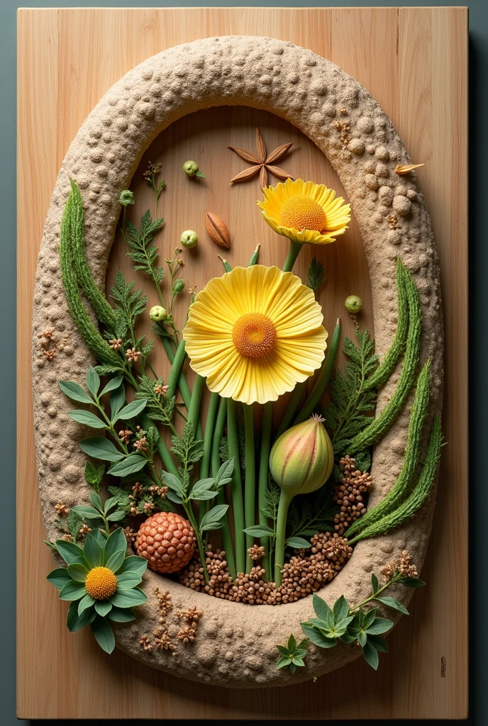 a close up of a woman with long hair in a basket, made of dried flowers, masterful intricate artwork, intricate artwork masterpiece, intricate organic painting, stunning artwork, the goddess of autumn harvest, beautiful artwork, unique and intricate painting, intricate artwork, made of flowers and berries, clay art, beautiful intricate painting, beautiful intricate oil painting, made of food