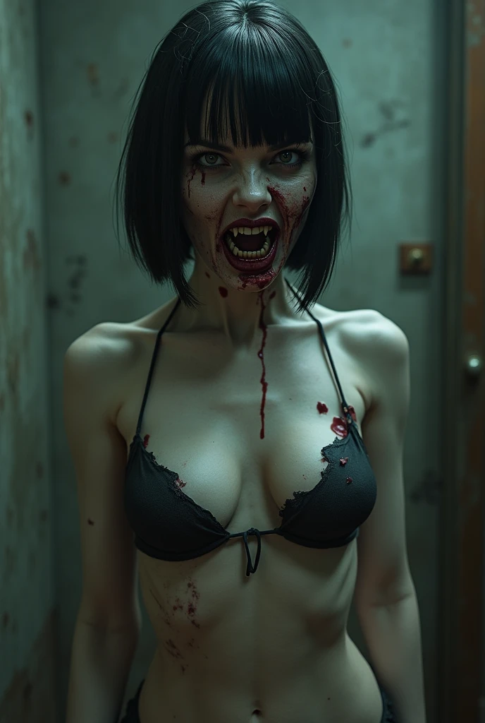 Hentai, gangbang, grotescous and exagerated. A zombie fucking a little ladie.