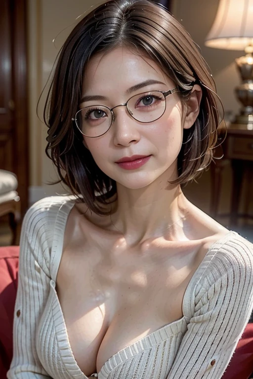 138
(a 20 yo woman,draw a self-portrait), (A hyper-realistic), (high-level image quality), ((beautiful hairstyle 46)), ((short-hair:1.46)), (Gentle smile), (breasted:1.46), (lipsticks), (wears glasses,wide,a room), (florals), (an oil painting、Rembrandt)