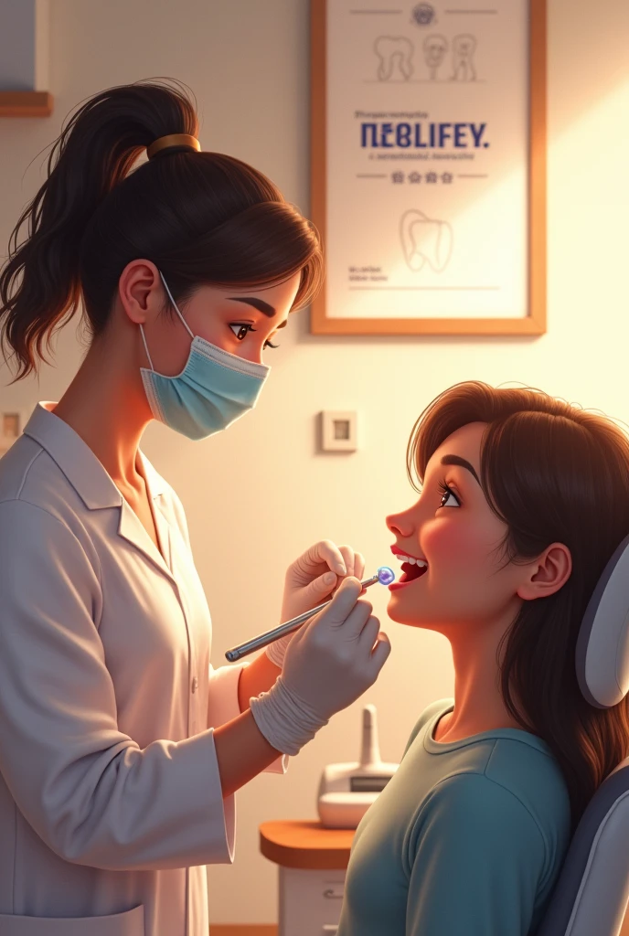 arafed woman getting her teeth checked by a dentist, Highly detailed back mouse, Drooling and baring teeth, Smaller mouth, Delicate jaws, Small chin, Underbite, Hinged jaw, dentist, The taste is simple and pleasant, Biomechanical open chewing mouth, Small and big smile, An unpleasant crooked smile, A kind smile, Open your mouth wide, Mouth details, Straight Joe
