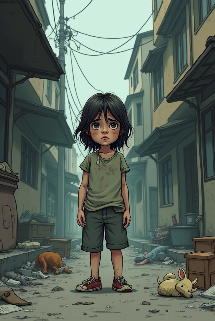 cartoon girl with a backpack and a shirt standing in a dirty street, Guviz-style artwork, childrens art in artstation, cute digital painting, wojtek fus, Ross Tran 8 K, rossdraws global illumination, digital cartoon painting art, Beautiful digital artwork, emotional concept art, cartoon digital painting, Cute detailed digital art, ross tran style