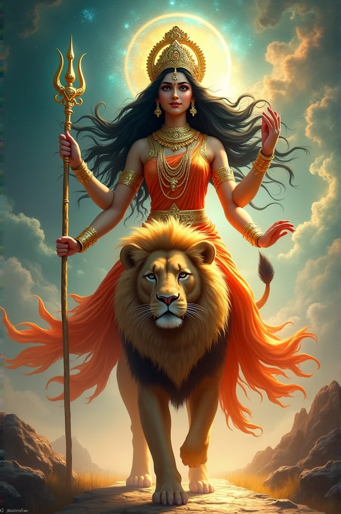 Cute Devi maa with lion 
