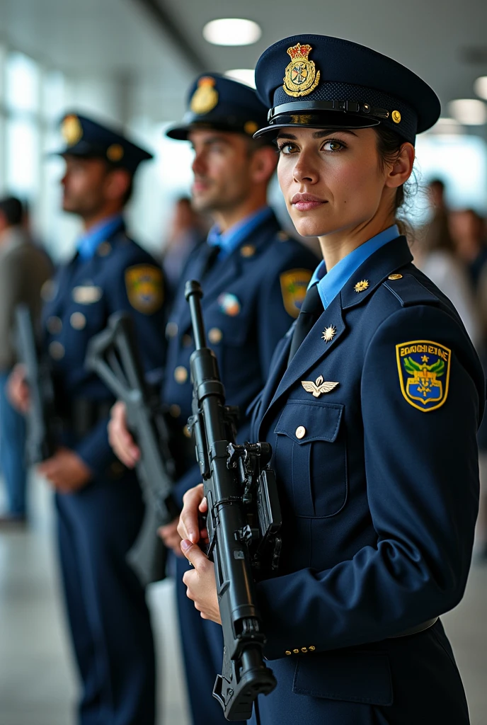 group of police officers, battalion, saluting the city mayor