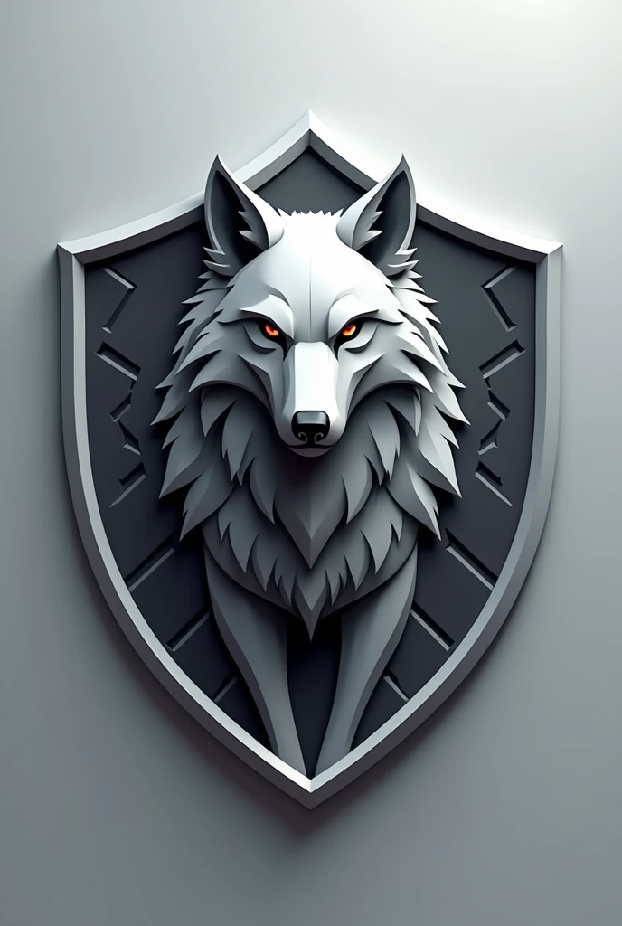 Silver type wolf logo with divisions for plate