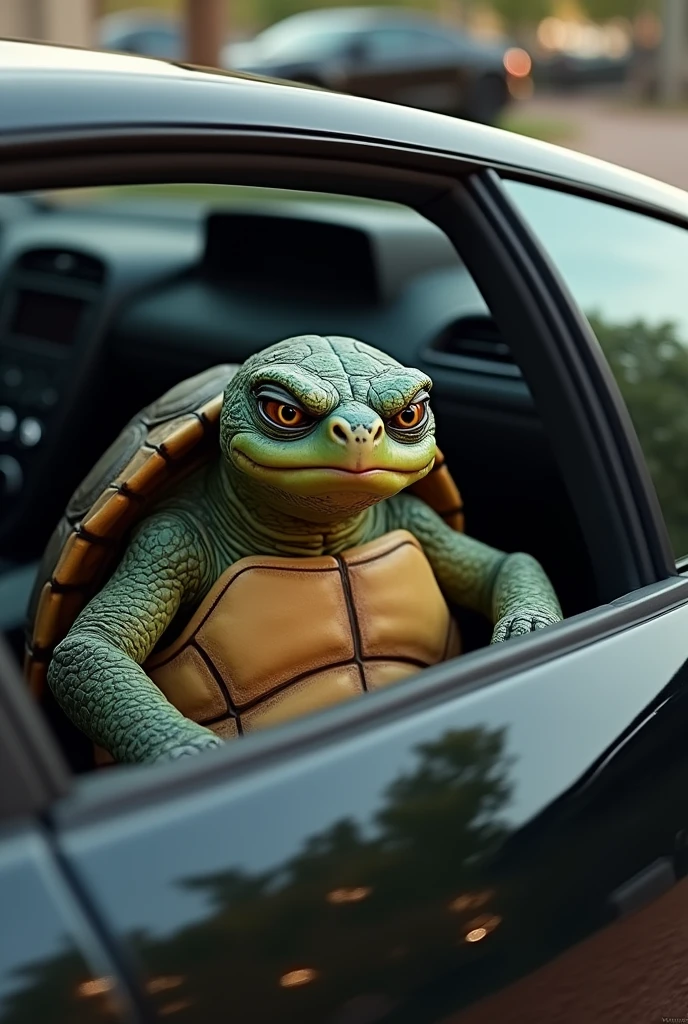 demon turtle wearing sunglasses driving a minivan --auto --s2