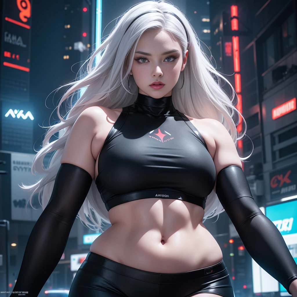 A ultra hot gorgeous European woman, age 23. She’s a playmate, men magazine model. Random color hair. She’s a Cool, confident spy. She stands atop a building, surveying the city below. Her illuminated clothing glows in the darkness, a beacon of modernity in the cold, urban landscape. With her Leica M11 in hand, .the neon lights adding a touch of mystery to the scene. Perfect anatomy, perfect hair, perfect breast, perfect body, perfect hands, perfect face, perfect eyes, accurate, anatomically correct, perfect clear and crisp focus, UHD, masterpiece, ((blurry background))