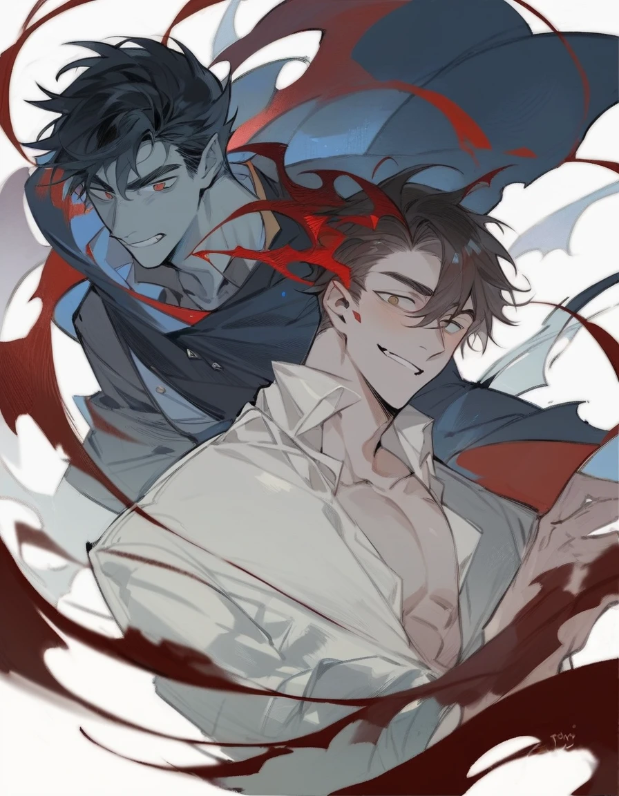 A painting of a man holding a man in his arms, demon slayer artstyle, monochrome artwork!!, highly detailed exquisite fanart, in yoji shinkawa's art style, zerochan, by Kamagurka, author：Kentaro Miura, demon slayer rui fanart, shigenori soejima illustration, zerochan art, handsome guy in demon killer art