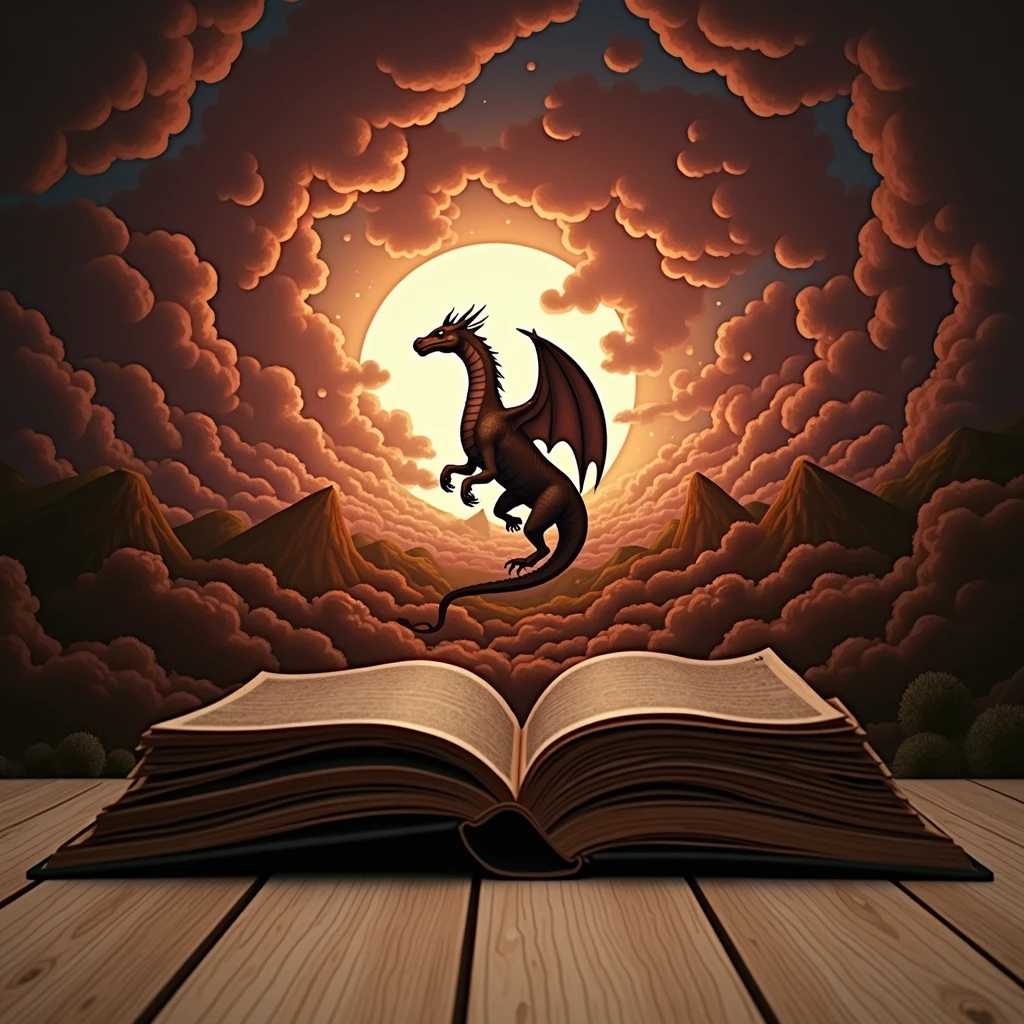 DonMB00ksXL, A dragon curled around a mountain of books, its fiery breath illuminating the tales of forgotten heroes and mythical creatures. <lora:DonMB00ksXL:1>, <lora:EnvyBetterHiresFixXL01:0:hr=1>, books, biomorphic, fantasy, decay
