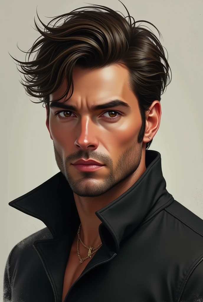 Handsome man with black and brown hair - SeaArt AI