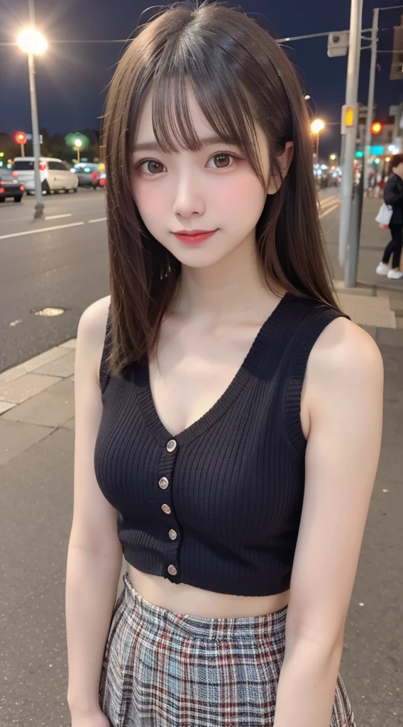 (​masterpiece:1.2), realisitic, Photo of a 25-year-old girl in a loose shirt(Unbuttoned shirt), half, top-quality,, bare shoulders​, cleavage of the breast, nsfw, [[Hands hidden behind the back]], 耳Nipple Ring, Complete shirt, Black choker, 独奏, [sfw],In the street、Crowds、Being watched by everyone