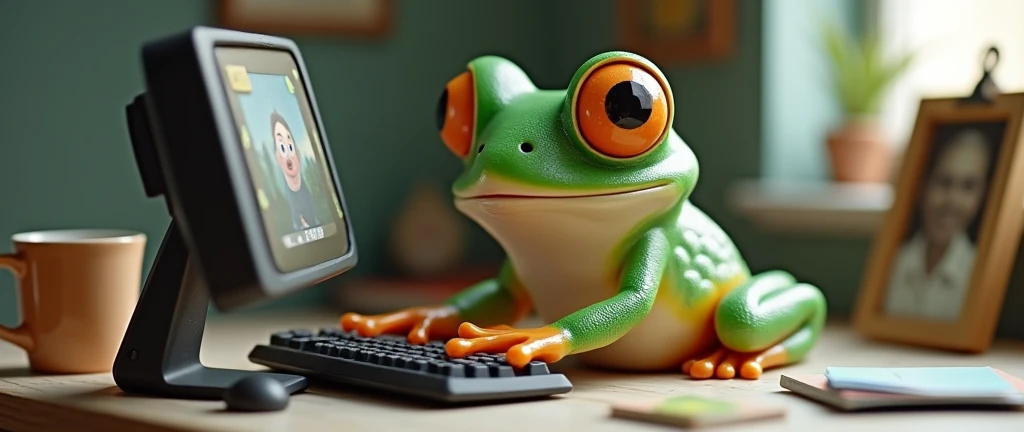 amazing lighting, close shot, frog man software developer screaming while typing on a laptop
masterpiece, best quality, ultra-detailed, hyper-detailed, immaculate, epic, 
(photorealistic:1), (ultra detailed), 8k, ((realistic)), (detailed), absurdres, HDR,
