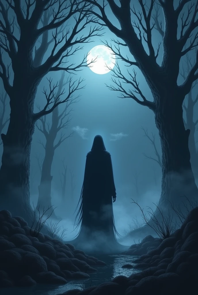 The entire scene should evoke a chilling, supernatural feeling."