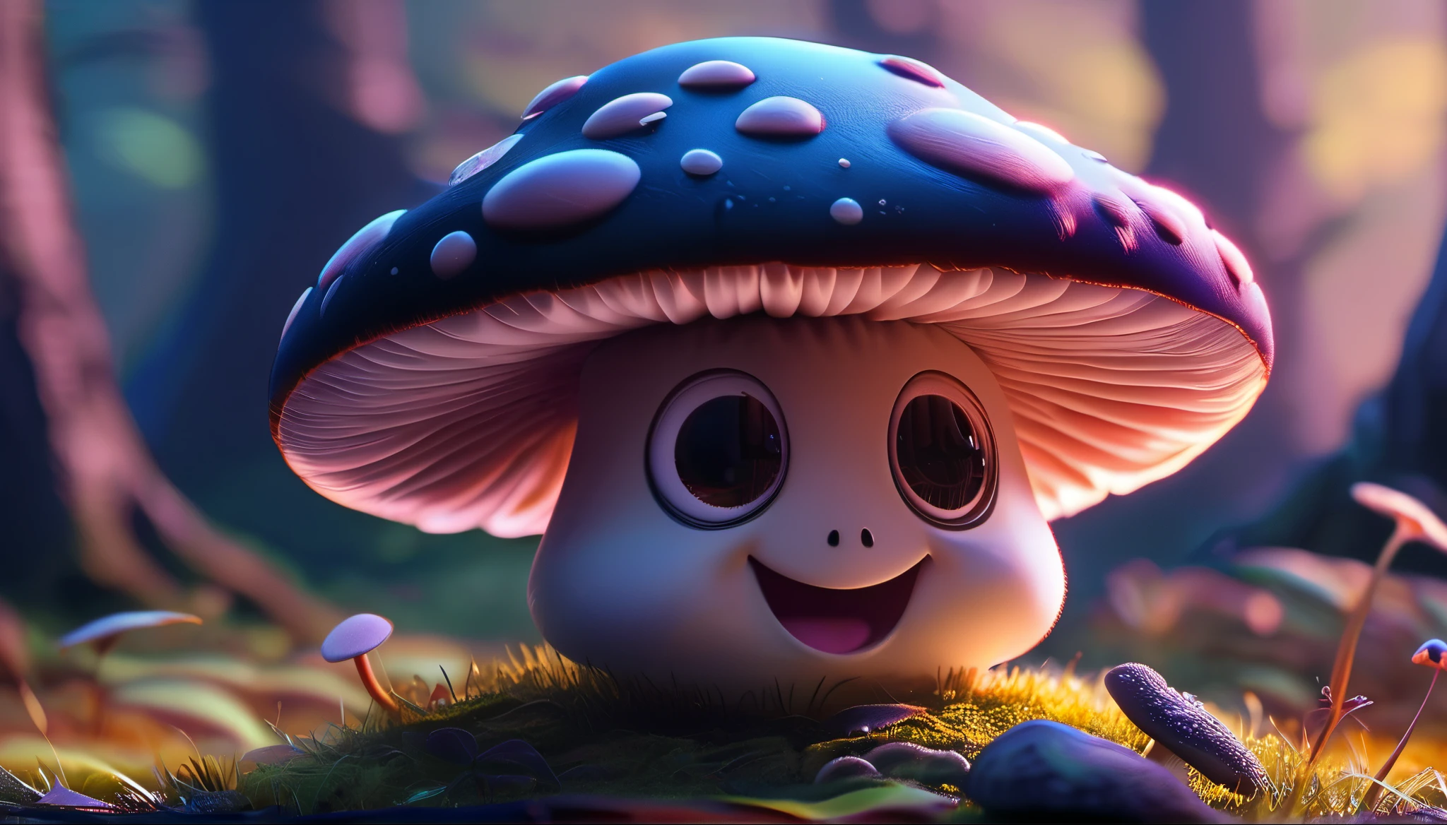 impactful paint of  a  cute mushroom     highly detailed,   8k,   sharp,  professional, clear,   high contrast, high saturated, , vivid deep blacks, crystal clear