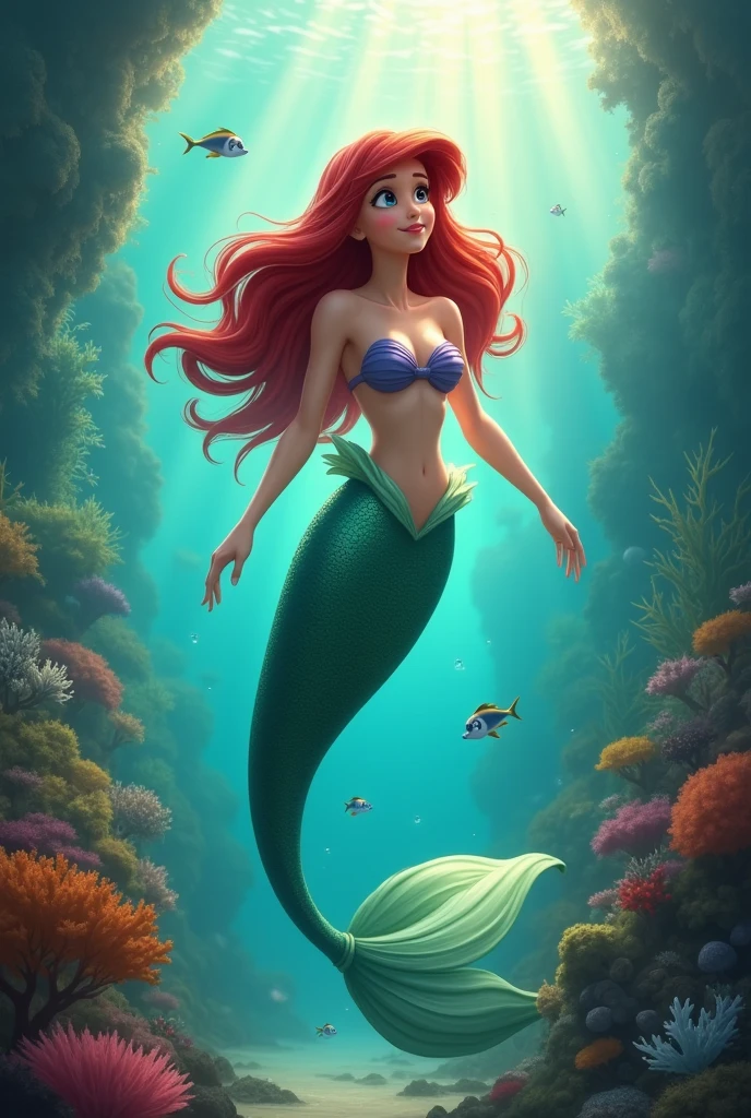 topless Ariel, the Little Mermaid with red hair and green eyes posing for a picture, haruno sakura, best anime 4k konachan wallpaper, seductive anime girl, marin kitagawa fanart, sakura petals around her, splash art anime , anime style 4 k, anime moe artstyle, high quality anime artstyle, detailed anime artwork, anime wallaper, anime topless girl